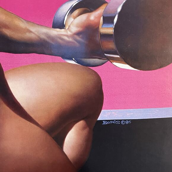 Boris Vallejo Curl Fantasy Art Poster 36.5x23.75 1986 Rare Bodybuilding Print - Picture 9 of 9